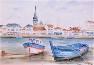 Painting titled "Port de Saint Gille…" by Patricia Hyvernat, Original Artwork, Watercolor