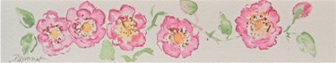 Painting titled "roses anciennes- ma…" by Patricia Hyvernat, Original Artwork, Watercolor