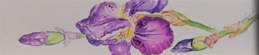 Painting titled "iris- marque page-…" by Patricia Hyvernat, Original Artwork, Watercolor