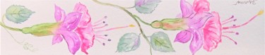 Peinture intitulée "Fuchsia - marque pa…" par Patricia Hyvernat, Œuvre d'art originale, Aquarelle