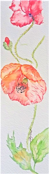 Pintura intitulada "coquelicots - marqu…" por Patricia Hyvernat, Obras de arte originais, Aquarela