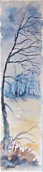 Картина под названием "arbre en hiver  - m…" - Patricia Hyvernat, Подлинное произведение искусства, Акварель