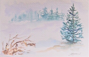 Peinture intitulée "paysage d'hiver - c…" par Patricia Hyvernat, Œuvre d'art originale, Aquarelle