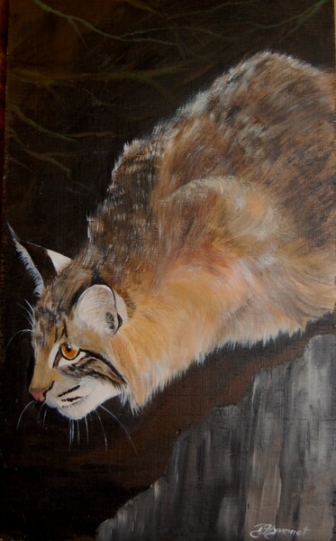 Pittura intitolato "lynx - peinture sur…" da Patricia Hyvernat, Opera d'arte originale, Acrilico