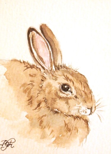 Peinture intitulée "lapin de garenne -…" par Patricia Hyvernat, Œuvre d'art originale, Aquarelle