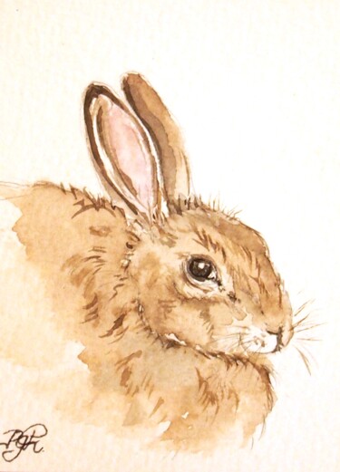 Painting titled "lapin de garenne -…" by Patricia Hyvernat, Original Artwork, Watercolor