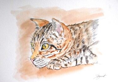 Pintura titulada "chat à l'affut- des…" por Patricia Hyvernat, Obra de arte original, Tinta