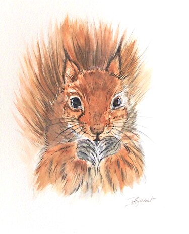 Peinture intitulée "écureuil - dessin à…" par Patricia Hyvernat, Œuvre d'art originale, Encre