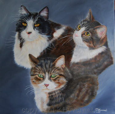 Painting titled ""mes petites muses"…" by Patricia Hyvernat, Original Artwork, Oil