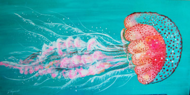 Peinture intitulée "meduse-rose  - acry…" par Patricia Hyvernat, Œuvre d'art originale, Acrylique Monté sur Châssis en bois