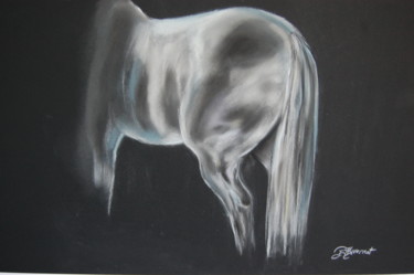 Dibujo titulada "croupe d'un cheval…" por Patricia Hyvernat, Obra de arte original, Tiza