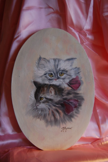 Peinture intitulée "chatons persans "de…" par Patricia Hyvernat, Œuvre d'art originale, Huile