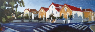 Painting titled "Rue du 8 mai" by Patricia Lejeune, Original Artwork, Oil