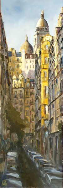 Malerei mit dem Titel "Paris soleil levant" von Patricia Lejeune, Original-Kunstwerk, Öl