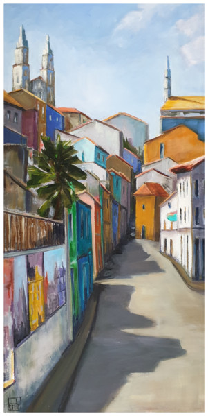 Pintura intitulada "Pelourinho" por Patricia Lejeune, Obras de arte originais, Óleo