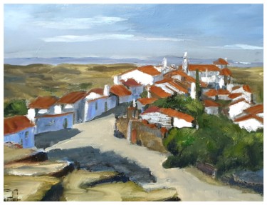 Peinture intitulée "Village espagnol" par Patricia Lejeune, Œuvre d'art originale, Huile