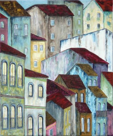 Pintura intitulada "Patchwork Urbain" por Patricia Lejeune, Obras de arte originais