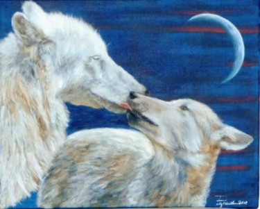 Peinture intitulée "Les Loups" par Patricia Lejeune, Œuvre d'art originale