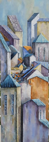 Malerei mit dem Titel "Pointes d'azur" von Patricia Lejeune, Original-Kunstwerk, Öl