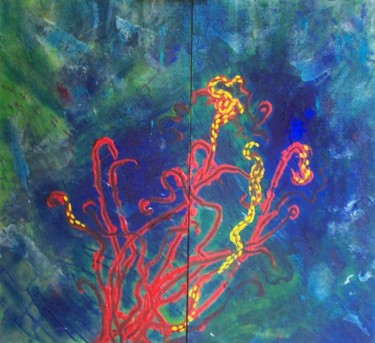 Peinture intitulée "Sea fan" par Patricia Lévy, Œuvre d'art originale, Acrylique