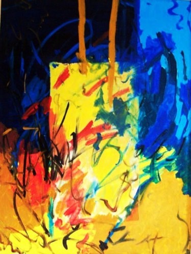 Peinture intitulée "La porte jaune" par Patricia Lévy, Œuvre d'art originale, Acrylique