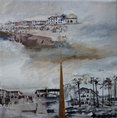 Schilderij getiteld "Hossegor 1950" door Patricia Savoini, Origineel Kunstwerk, Acryl