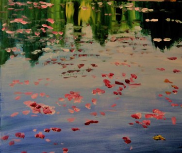 Peinture intitulée "Reflets sur le lac" par Patricia Segond, Œuvre d'art originale, Acrylique Monté sur Châssis en bois