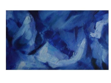 Peinture intitulée "Masques bleus" par Patricia Spitz, Œuvre d'art originale