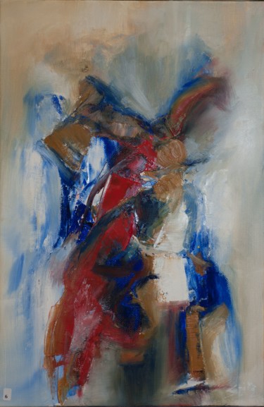 Painting titled "Imbriqués" by Patricia Spitz, Original Artwork, Oil