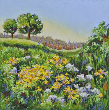Malerei mit dem Titel "Sommerwiese" von Patricia Vogt, Original-Kunstwerk, Pastell