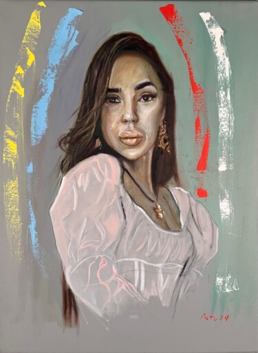 Malerei mit dem Titel "Latin Woman" von Patricio Zazzini, Original-Kunstwerk, Öl