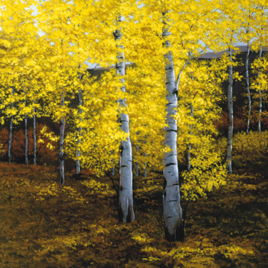 Painting titled "Autumn Birches" by Patrick Antonelle, Original Artwork, Oil