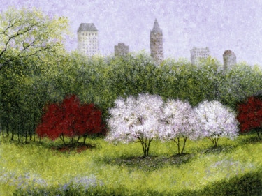 Painting titled "Cherry Blossoms, Ce…" by Patrick Antonelle, Original Artwork, Oil
