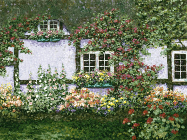 Painting titled "English Garden" by Patrick Antonelle, Original Artwork, Oil