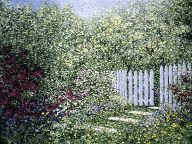 Painting titled "Garden Gate" by Patrick Antonelle, Original Artwork, Oil