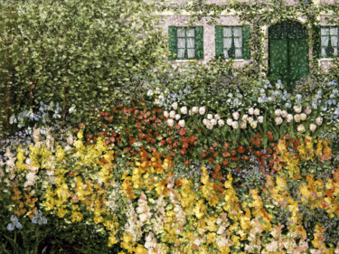 Painting titled "Monet's Garden 1" by Patrick Antonelle, Original Artwork, Oil