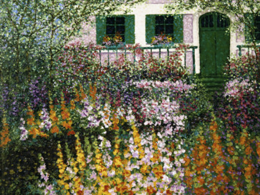 Painting titled "Monet's Garden 6" by Patrick Antonelle, Original Artwork, Oil
