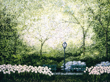 Painting titled "Central Park, Spring" by Patrick Antonelle, Original Artwork, Oil