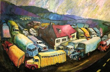 Painting titled "LE ROUTIER" by Patrick Basset, Original Artwork, Acrylic
