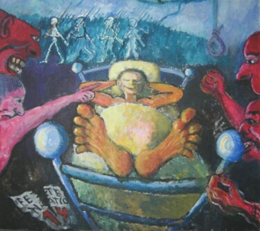 Malerei mit dem Titel "LA MAUVAISE REPUTAT…" von Patrick Basset, Original-Kunstwerk, Öl