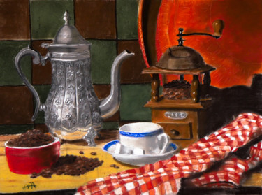 Peinture intitulée "Nature morte au caf…" par Patrick Bauquel, Œuvre d'art originale, Pastel