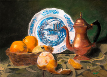 Peinture intitulée "Nature morte aux or…" par Patrick Bauquel, Œuvre d'art originale, Pastel