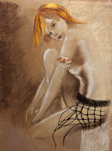 Schilderij getiteld "Nu féminin" door Patrick Bauquel, Origineel Kunstwerk, Pastel