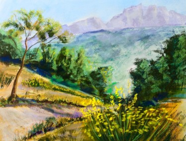 Malerei mit dem Titel "Sentier en Provence" von Patrick Bauquel, Original-Kunstwerk, Pastell