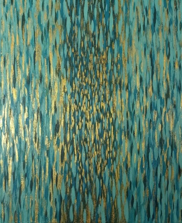 Malerei mit dem Titel "Golden fishes" von Patrick Bel, Original-Kunstwerk, Acryl Auf Keilrahmen aus Holz montiert