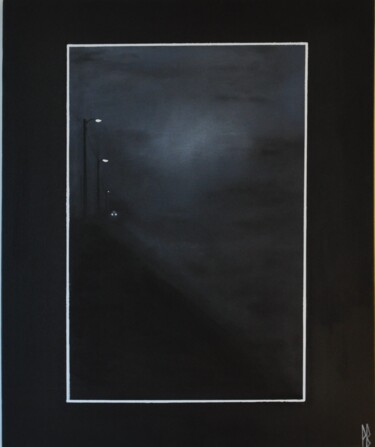 Peinture intitulée "Route de nuit" par Bernon, Œuvre d'art originale, Acrylique