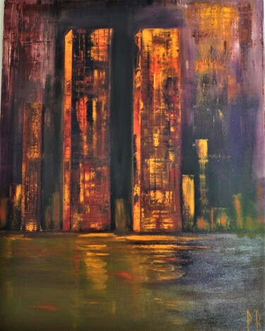 Painting titled "Twin Towers" by Bernon, Original Artwork, Acrylic
