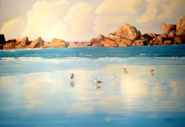 Malerei mit dem Titel "Rochers de Bretagne" von Patrick Bigeon, Original-Kunstwerk, Acryl