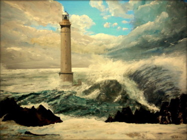 Painting titled "Phare du cap de la…" by Patrick Bigeon, Original Artwork