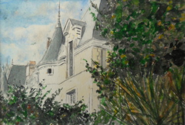 Painting titled "Chateau de Honguema…" by Patrick Bigeon, Original Artwork, Watercolor